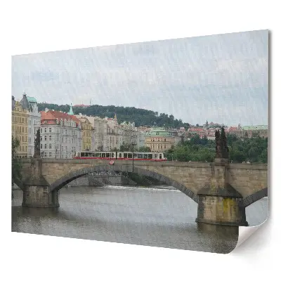 Elegancki plakat do salonu przedstawiający Most Karola w Pradze nad rzeką Wełtawą