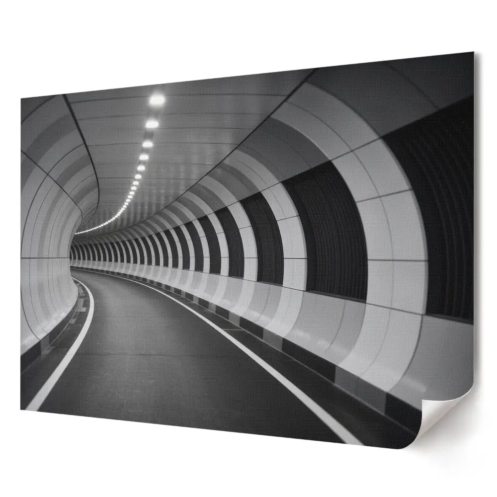 Artystyczny wydruk na płótnie Zakręty w monochromatycznym tunelu