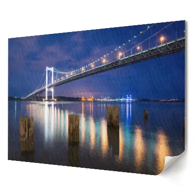 Plakat ścienny premium Most w nocnym świetle miasta