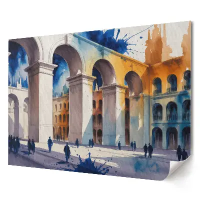 Elegancki plakat do salonu Architektura w kolorowych plamach farby