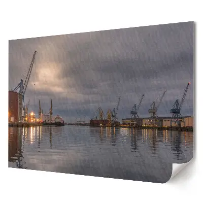 Plakat ścienny premium Port w szarym świetle zmierzchu