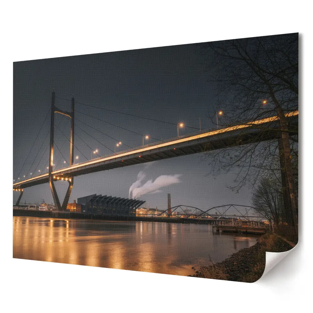 Elegancki plakat do salonu Most w nocnym krajobrazie miasta