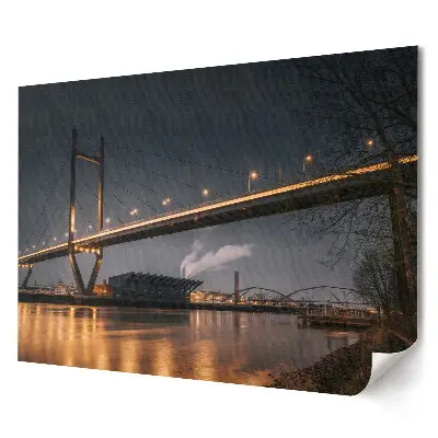 Elegancki plakat do salonu Most w nocnym krajobrazie miasta