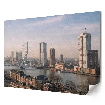 Plakat ścienny premium Widok na Rotterdam o wschodzie słońca