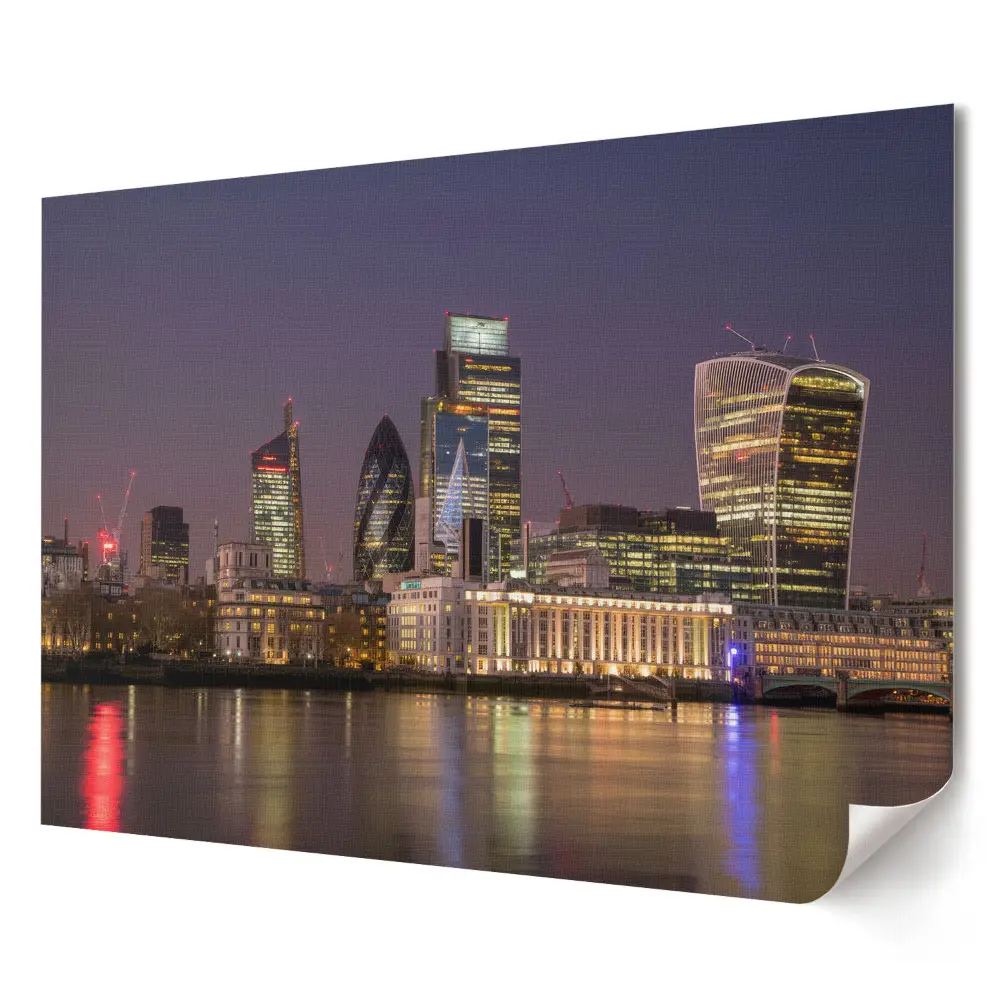 Plakat ścienny premium Nocna panorama Londynu z rzeką Tamizą