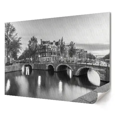 Artystyczny wydruk na płótnie Amsterdam w czerni i bieli