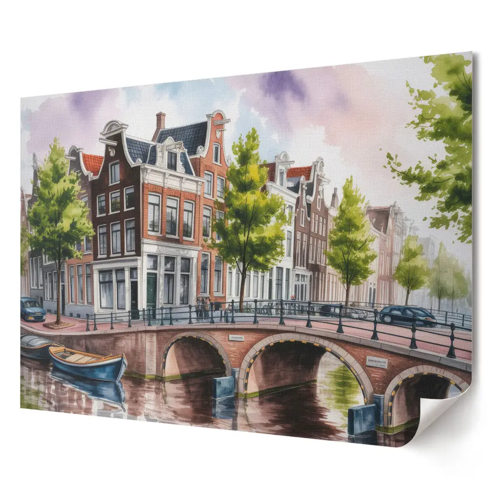 Plakat ścienny premium Urokliwe kanały Amsterdamu w malarstwie