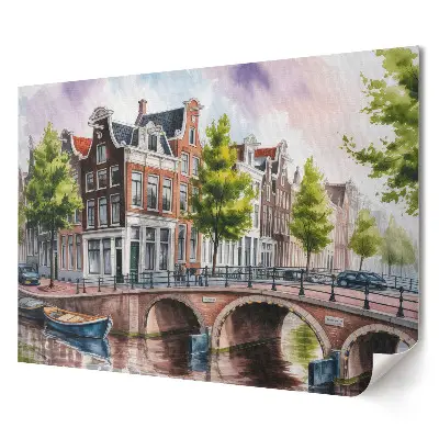 Plakat ścienny premium Urokliwe kanały Amsterdamu w malarstwie