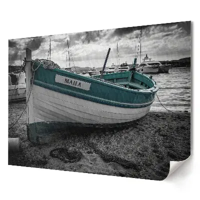 Plakat ścienny premium Łódź na plaży w monochromie