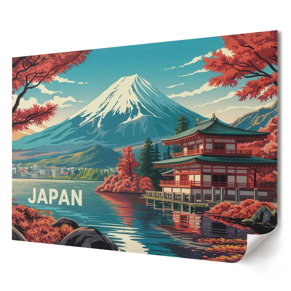 Plakat ścienny premium Japonia Góra Fuji w jesiennej scenerii