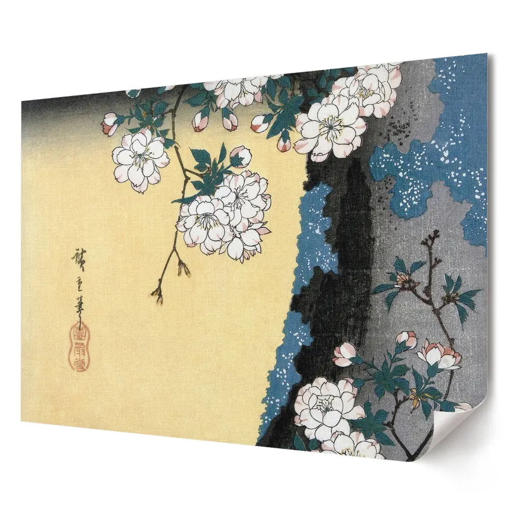 Plakat ścienny premium Kwiaty w wiosennym pejzażu Japonii