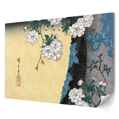 Plakat ścienny premium Kwiaty w wiosennym pejzażu Japonii