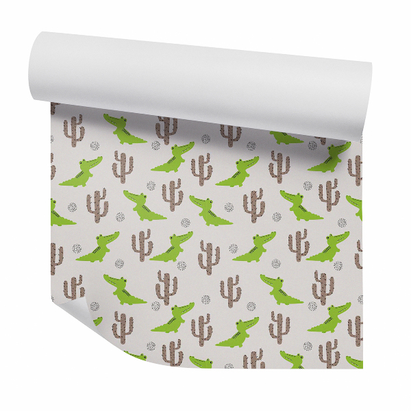 Okleina samoprzylepna na ścianę Krokodyl zabawny wśród kaktusów