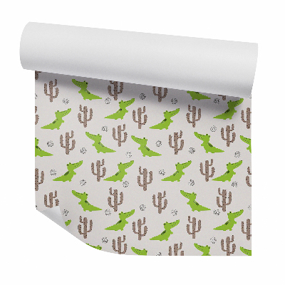 Okleina samoprzylepna na ścianę Krokodyl zabawny wśród kaktusów