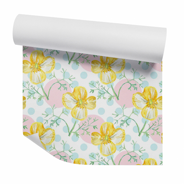 Tapeta Pastelowe kwiaty i kropki