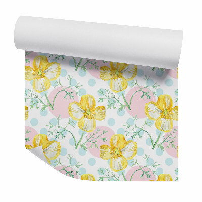 Tapeta Pastelowe kwiaty i kropki