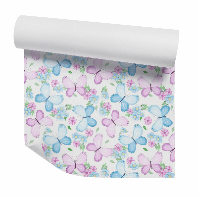 Okleina samoprzylepna na ścianę Kolorowe motyle wśród kwiatów