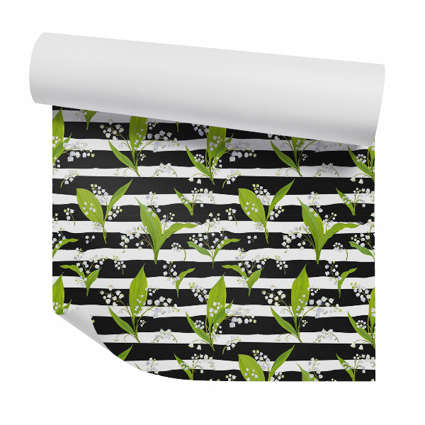 Okleina samoprzylepna na ścianę Kwiaty lilie paski kontrast