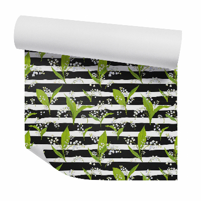 Okleina samoprzylepna na ścianę Kwiaty lilie paski kontrast