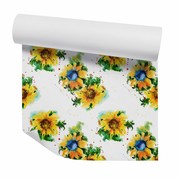 Tapeta Malowane słoneczniki akwarela