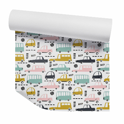 Okleina samoprzylepna na ścianę Pojazdy auta ulica kolory jasne