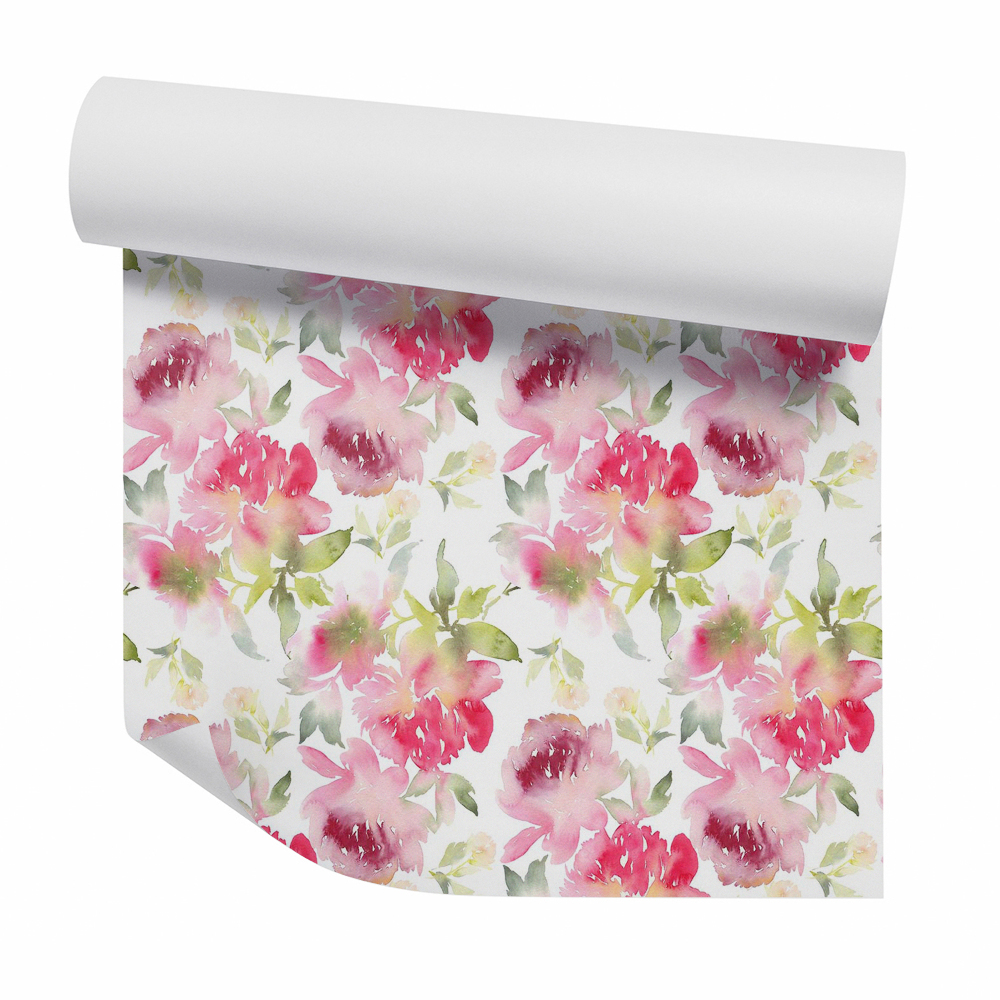 Tapeta Rózowe kwiaty akwarele