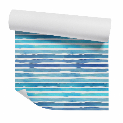 Tapeta Poziome niebieskie pasy akwarela