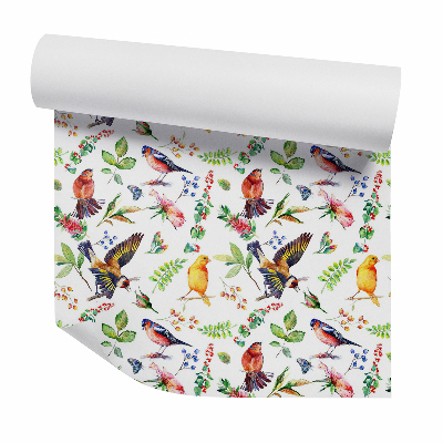 Tapeta Kolorowe ptaki i liście