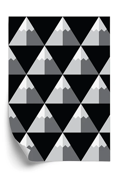 Tapeta Geometryczny czarno biały wzór gór