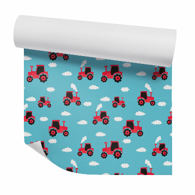 Okleina samoprzylepna na ścianę Traktory czerwone w chmurach