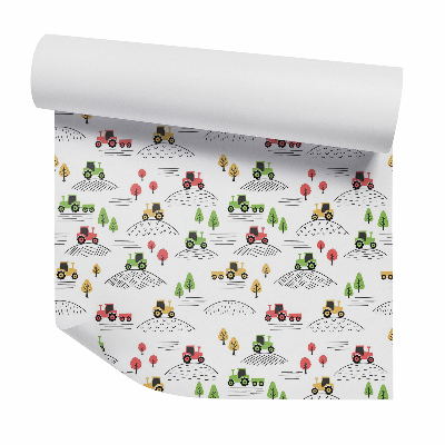 Okleina samoprzylepna na ścianę Traktory pole na wzgórzach