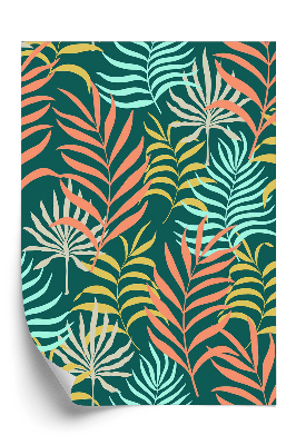 Tapeta Jednolity wzór z ręcznie rysowane tropikalnych liści