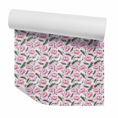 Tapeta Różowe kwiaty wśród liści