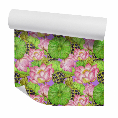 Tapeta Różowe kwiaty wśród roślin