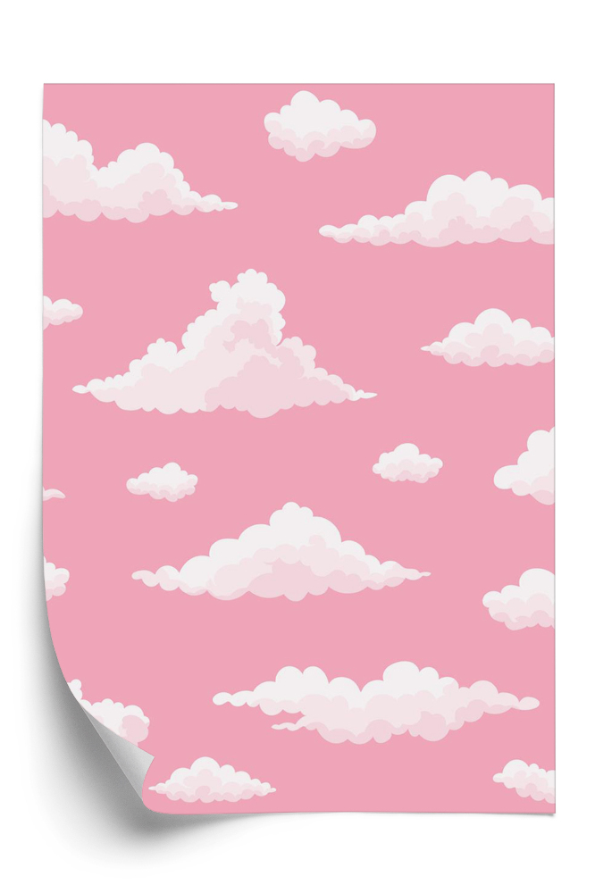 Tapeta Białe chmury na różowym niebie