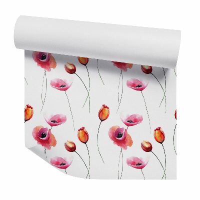 Tapeta Pomarańczowo-czerwone delikatne kwiaty