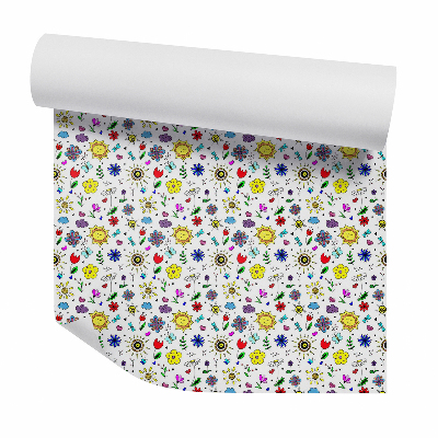 Okleina samoprzylepna na ścianę Rysowana łąka kwiaty rośliny