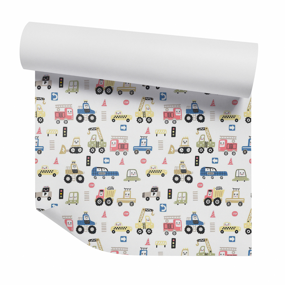 Okleina samoprzylepna na ścianę Zabawne pojazdy znaki jasne