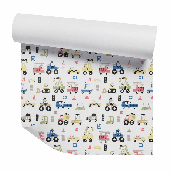 Okleina samoprzylepna na ścianę Zabawne pojazdy znaki jasne