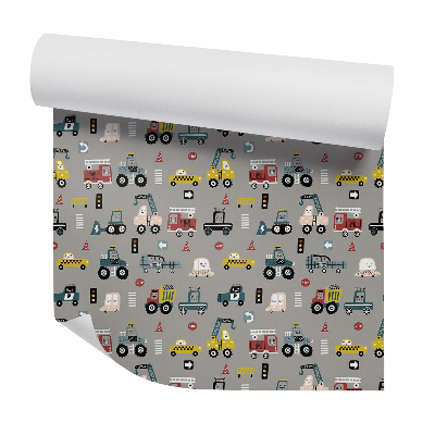 Okleina samoprzylepna na ścianę Zabawne pojazdy znaki ciemne