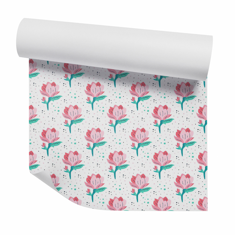 Okleina samoprzylepna na ścianę Kwiaty różowe rysunek