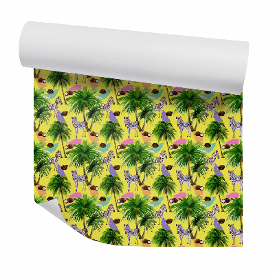 Okleina ścienna Zebry pod kokosowymi palmami