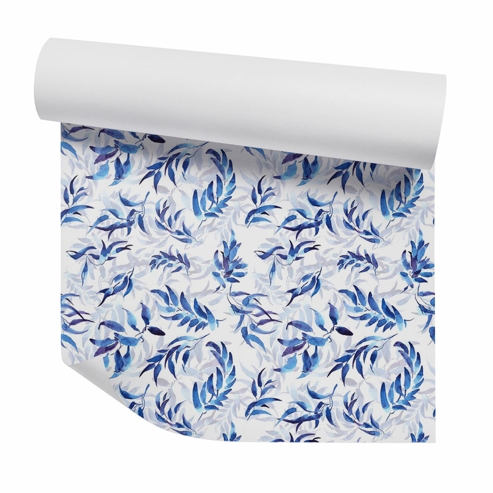 Okleina ścienna Niebieskie dekoracyjne liście