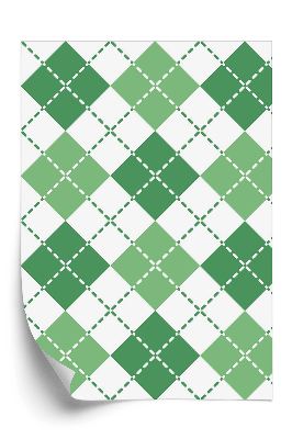 Tapeta Zielono biały wzór w kratę