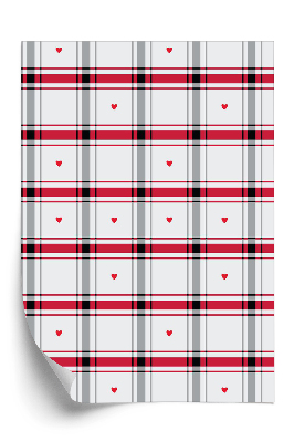 Tapeta Wzór w kratkę z serduszkami