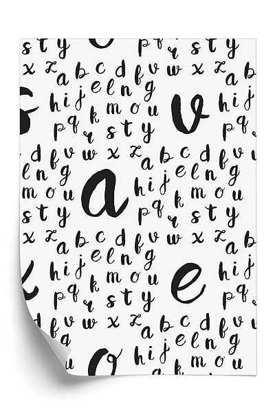 Tapeta Wzór z czarnymi literami alfabetu