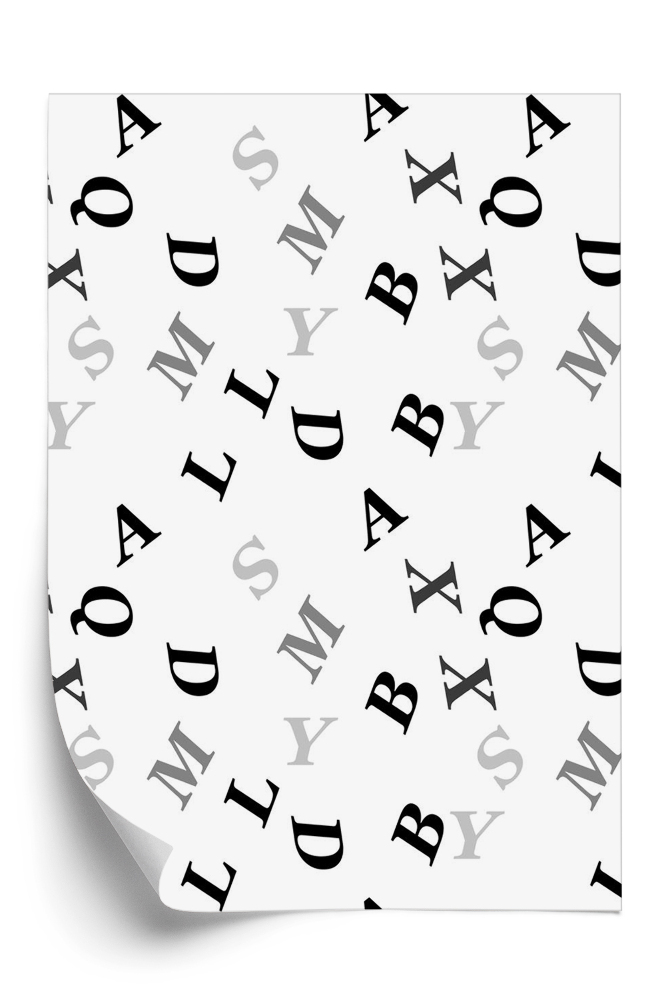 Tapeta Alfabet czarne i szare litery