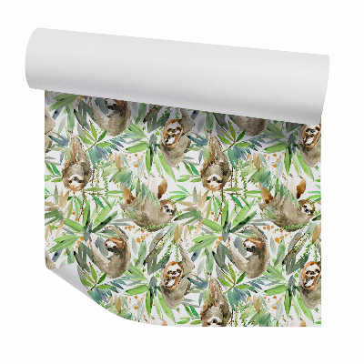 Okleina ścienna Leniwiec wśród liści akwarela