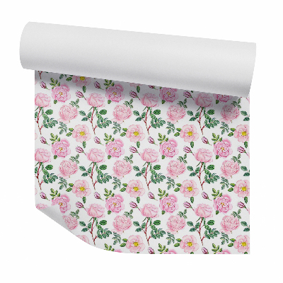 Okleina ścienna Różowie kwiaty i liście