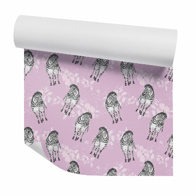 Okleina ścienna Zebry na kwiatach